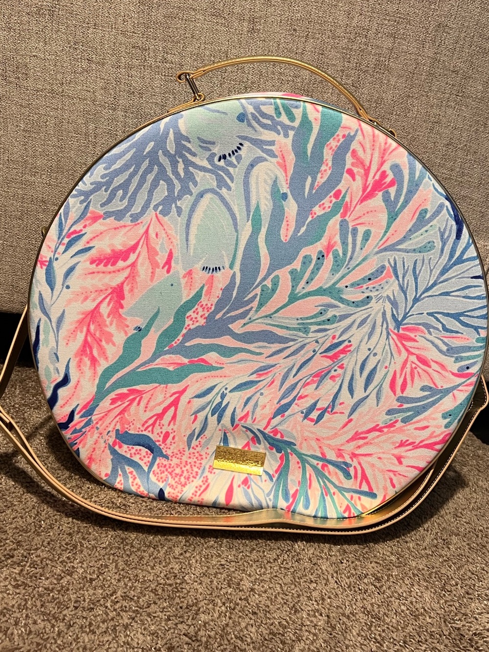 Lilly Pulitzer Circular Crossbody Bag in Pink, Blue, Teal